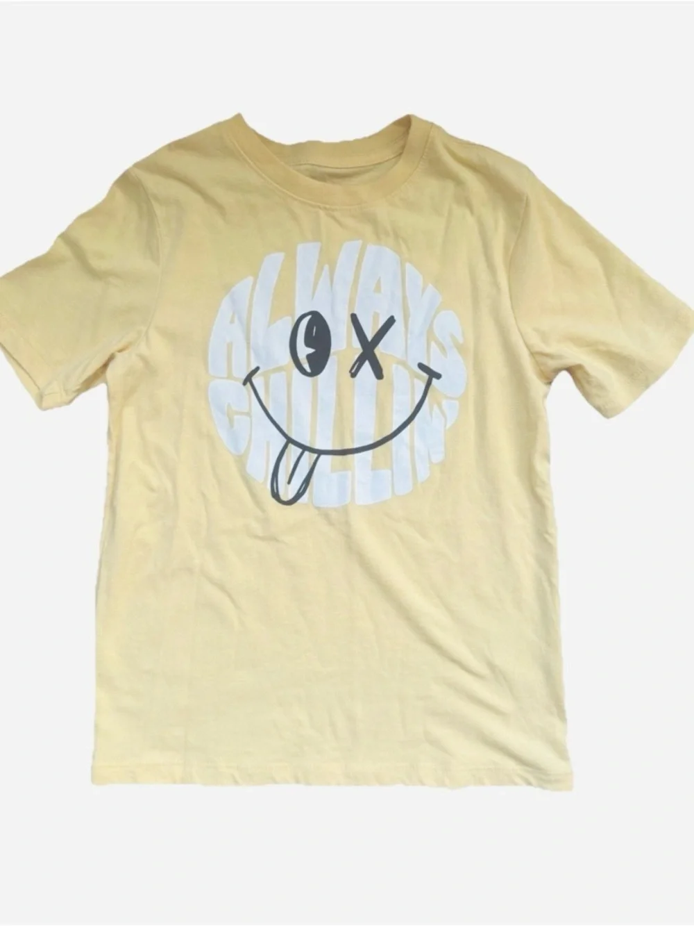 wonder nation Kids’ Sz M(8) Yellow Graphic 'Always Chillin' Tee T-Shirt NWOT